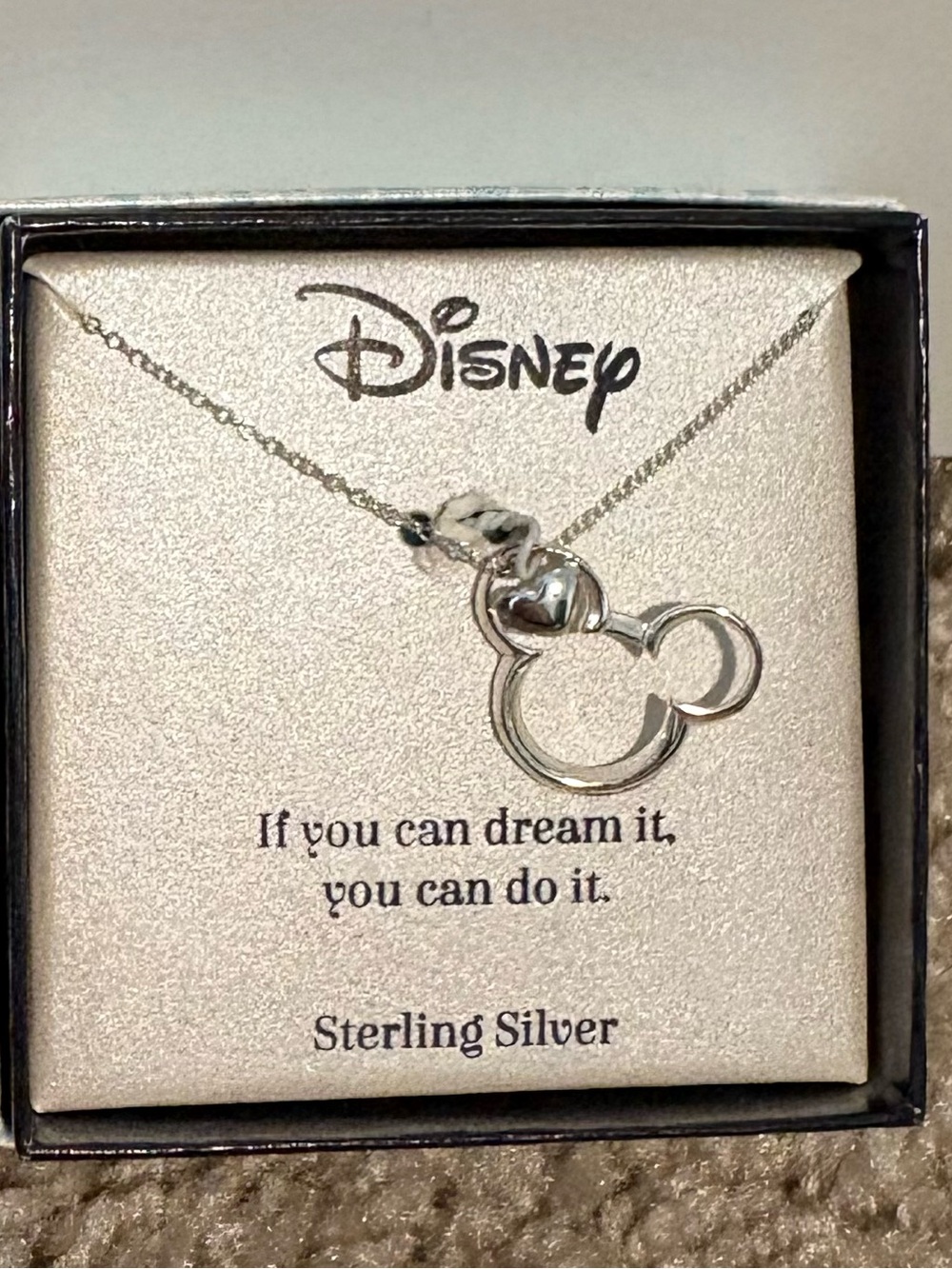 Disney Sterling Silver Open Mickey Head Necklace - Silver